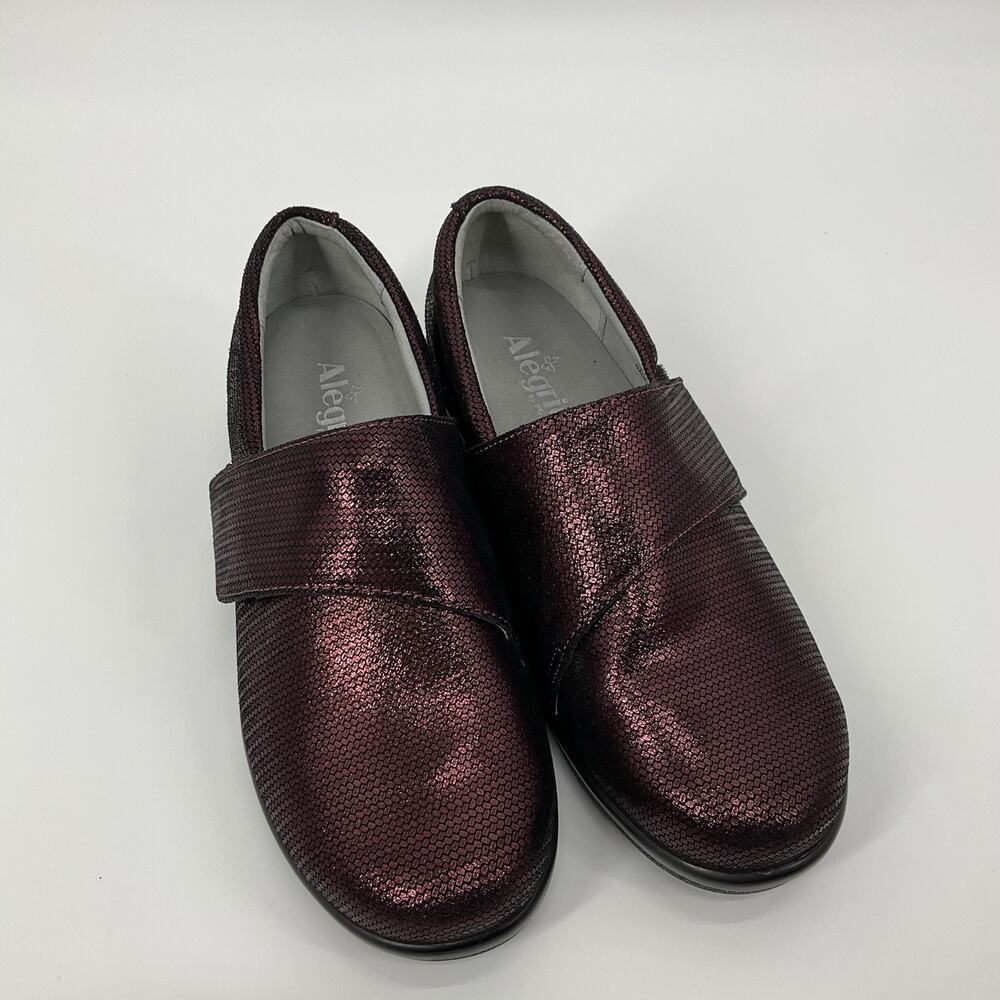 Alegria Laurie Leather Mary Jane‎ Comfort Shoes Burgundy Metallic Wine 10.5 Wide